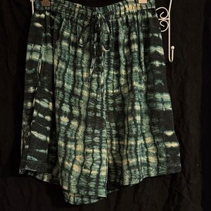 Unisex Forest Lime Green Black Hand Tie-Dyed Basketball Loose Long Shorts